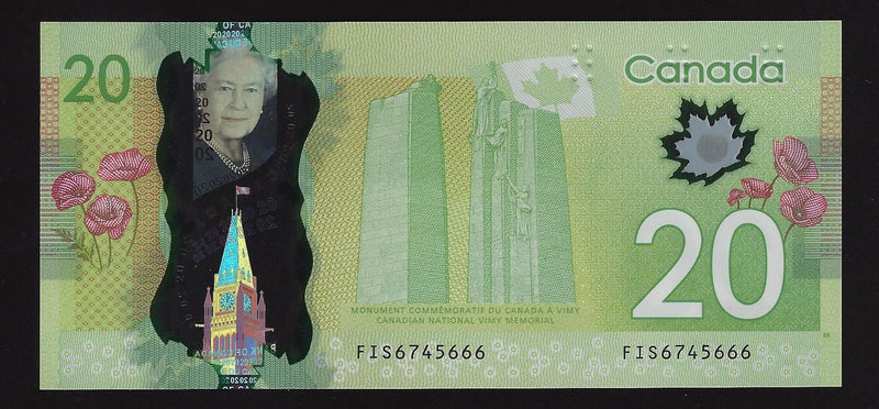 2012 $20 Bank of Canada Note Macklem-Carney Prefix FIS6745666 BC-71a-i (Ch/Unc)