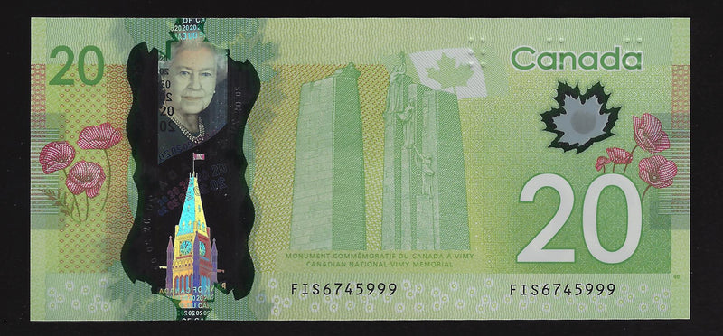 2012 $20 Bank of Canada Note Macklem-Carney Prefix FIS6745999 BC-71a-i (Ch/Unc)