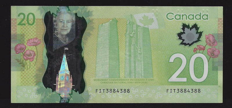 2012 $20 Bank of Canada Repeter Note 3 Digit Macklen-Carney  FIT3884388 BC-55-N1-ii-N10-ii (Circ.)