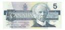 1986 Canada $5 Banknote Thiessen-Crow ,FNV, BC-56b  (C/UNC)