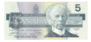 1986 Canada Low Serial Number $5 Banknote Thiessen-Crow ,FOM, BC-55b-i-N5-i  (UNC)
