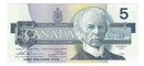 1986 Canada $5 Banknote Thiessen-Crow ,FPG, BC-56b  (CH/UNC)
