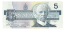 1986 Canada $5 Banknote Thiessen-Crow ,FPM, BC-56b  (C/UNC)