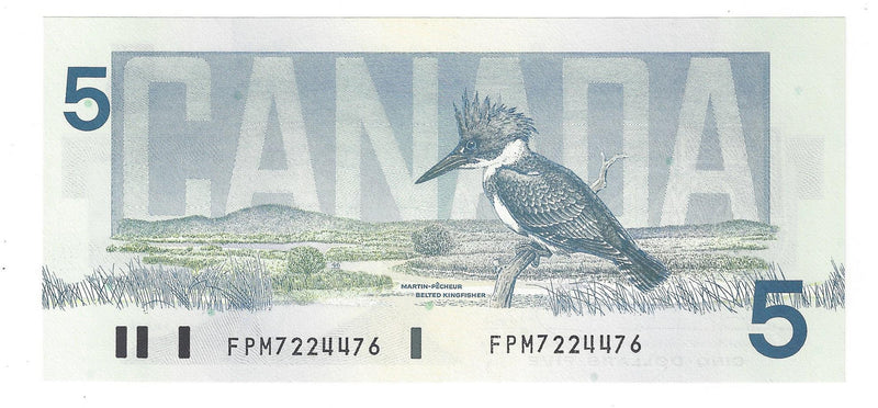 1986 Canada $5 Banknote Thiessen-Crow ,FPM, BC-56b  (C/UNC)