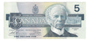 1986 Canada $5 Banknote Thiessen-Crow ,FPS, BC-56b  (CH/UNC)