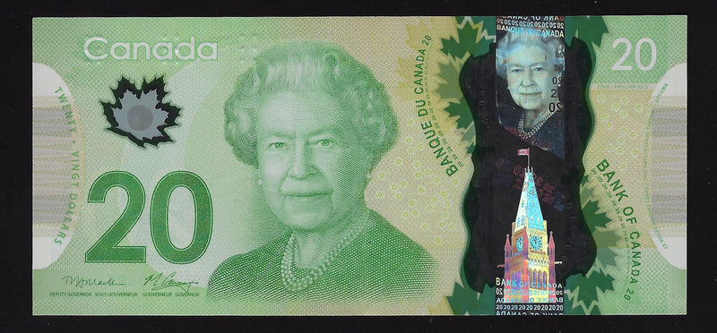 2012 $20 Bank of Canada Radar Note 4 Digit Macklem-Carney FSD6980896 BC-54c-i-N1-iii (Circ.)