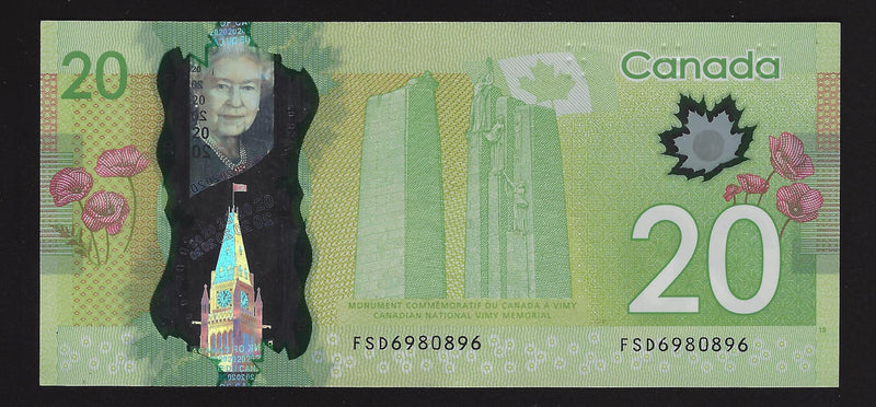 2012 $20 Bank of Canada Radar Note 4 Digit Macklem-Carney FSD6980896 BC-54c-i-N1-iii (Circ.)