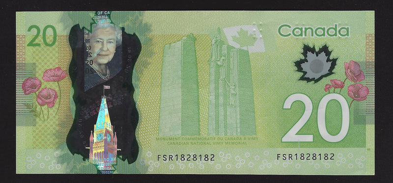 2012 $20 Bank of Canada Repeter Note 3 Digit Macklen-Carney  FSR1828182 BC-55-N1-ii-N10-ii (Circ.)