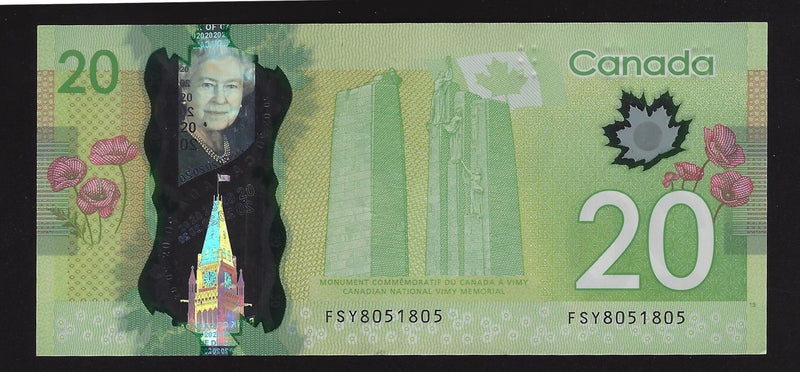 2012 $20 Bank of Canada Repeter Note 4 Digit Macklen-Carney  FSY8051805 BC-55-N1-ii-N10-iii (Circ.)