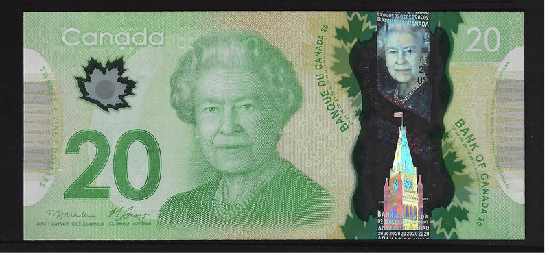 2012 $20 Bank of Canada Repeter Note 3 Digit Macklen-Carney  FVH1644164 BC-55-N1-ii-N10-ii (Circ.)