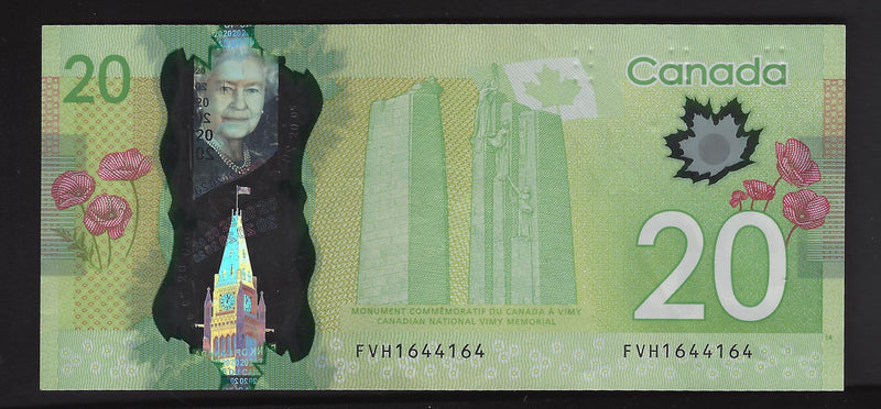 2012 $20 Bank of Canada Repeter Note 3 Digit Macklen-Carney  FVH1644164 BC-55-N1-ii-N10-ii (Circ.)