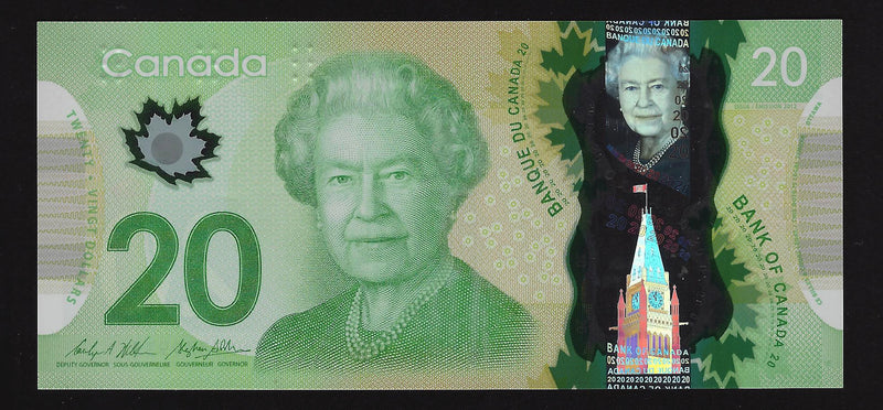 2012 $20 Bank of Canada Radar Repeter Note 2 Digit Wilkins-Poloz FWM9339933 BC-55-N1-ii-N10-i (Au)