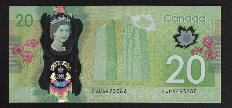 2015 $20 Bank of Canada Commemorative Note Wilkins-Poloz  FWU6493382 BC-74 (Gem Unc)