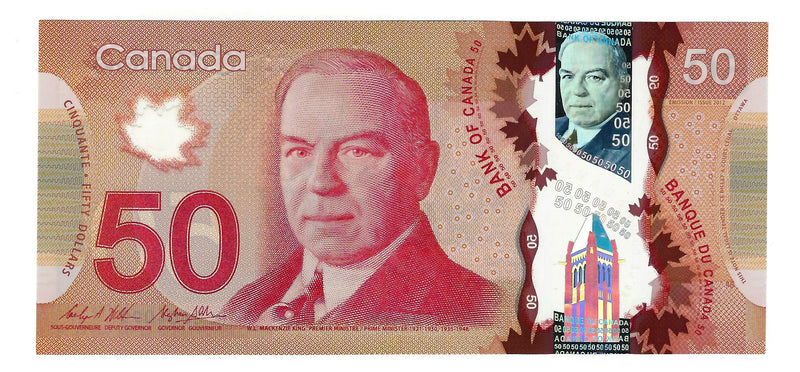 2012 Canada $50 Banknote Polymer Wilkins/Poloz, GHL, BC-72c GEM/UNC