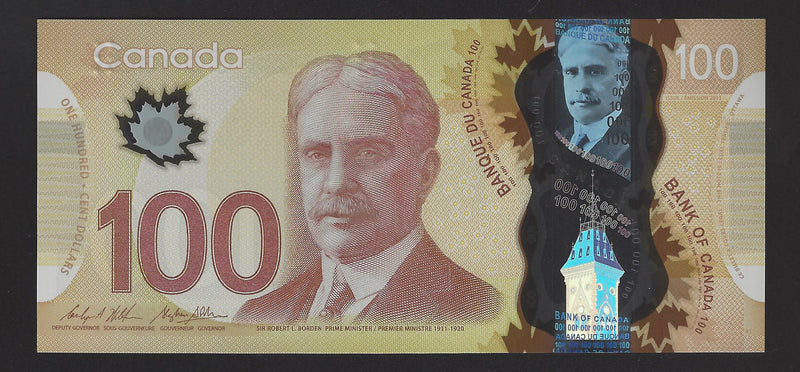 2011 $100 Bank Of Canada Note Wilkins-Poloz Prefix GKG3861021 BC-73c (Gem/Unc)