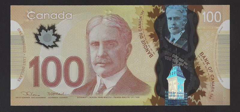 2011 $100 Bank Of Canada Note Wilkins-Poloz Prefix GKP1715703 BC-73c (Gem/Unc)