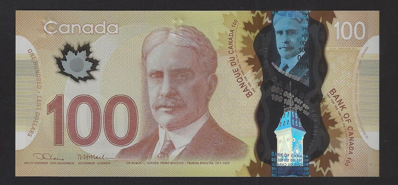 2011 $100 Bank Of Canada Note Wilkins-Poloz Prefix GKP1715706 BC-73c (Gem/Unc)