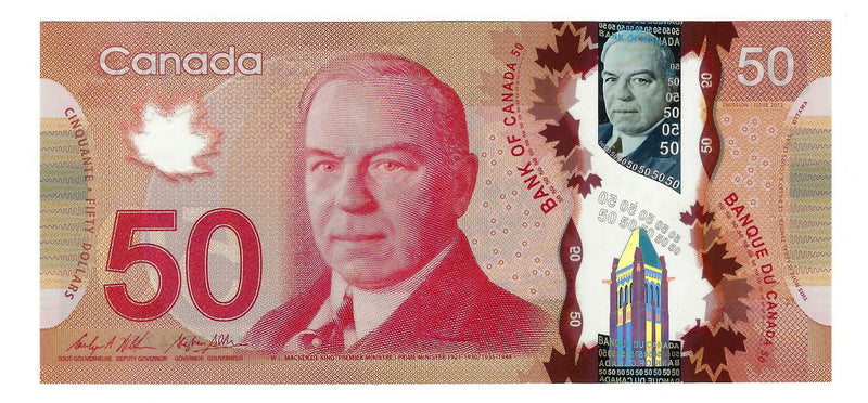 2012 Canada $50 Banknote Polymer Wilkins/Poloz, GMB, BC-72b GEM/UNC