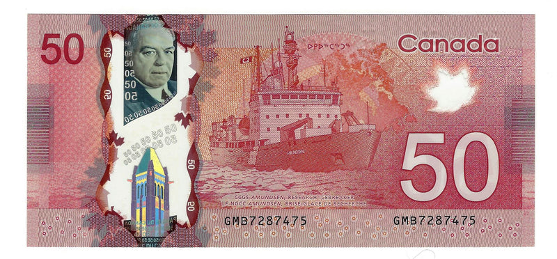 2012 Canada $50 Banknote Polymer Wilkins/Poloz, GMB, BC-72b GEM/UNC