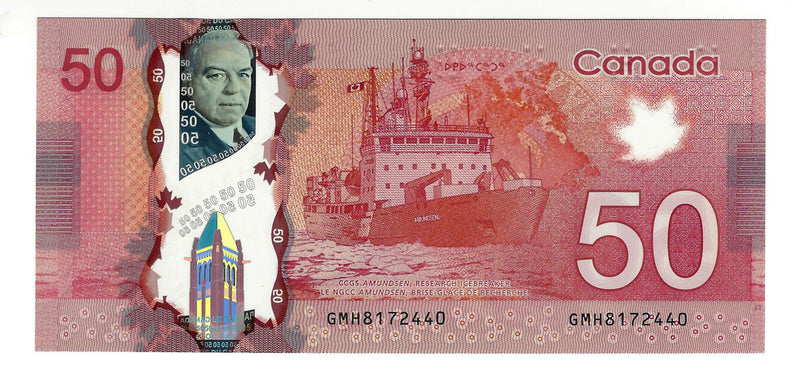 2012 Canada $50 Banknote Polymer Wilkins/Macklem, GMH, BC-72d GEM/UNC