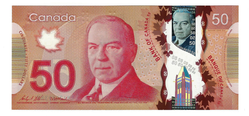 2012 Canada $50 Banknote Polymer Wilkins/Macklem, GMJ, BC-72d GEM/UNC