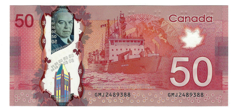 2012 Canada $50 Banknote Polymer Wilkins/Macklem, GMJ, BC-72d GEM/UNC