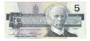 1986 Canada $5 Banknote Bonin-Thiessen ,GOB, BC-56c  (AU)