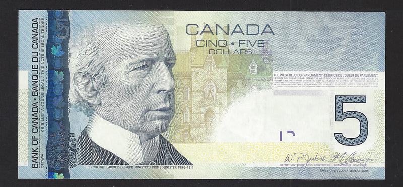 2010 $5 Bank Of Canada Note Jenkins-Carney HAD8933311 BC-67b-i (Gem/Unc)