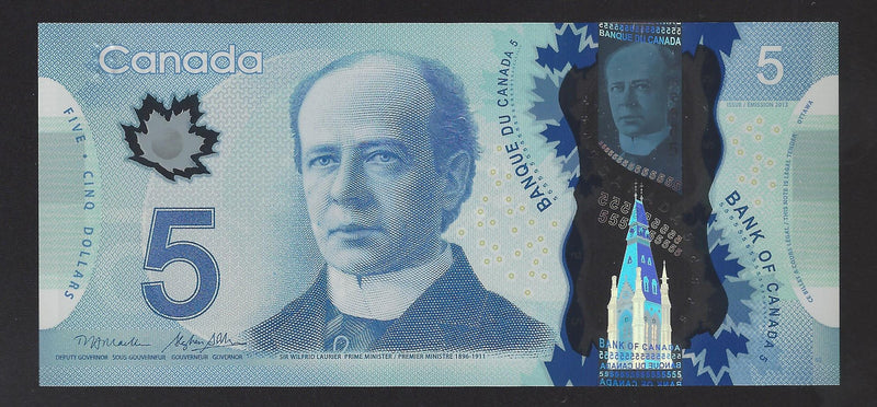 2013 $5 Bank Of Canada Note Macklem-Camey Prefix HBG7095435 BC-69a (Gem/Unc)