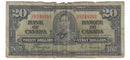 1937 Canada $20 Banknote Coyne-Towers, H/E, BC-25c (VG)