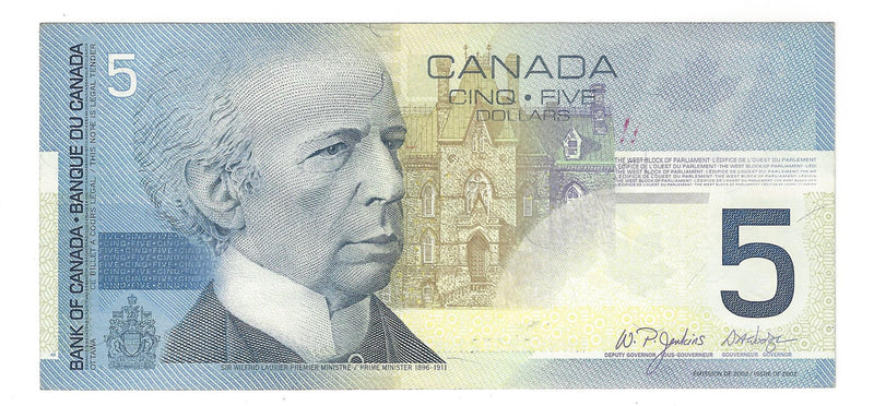 2004 Canada $5 Banknote Jenkins-Dodge, HNN, BC-62b, (UNC)