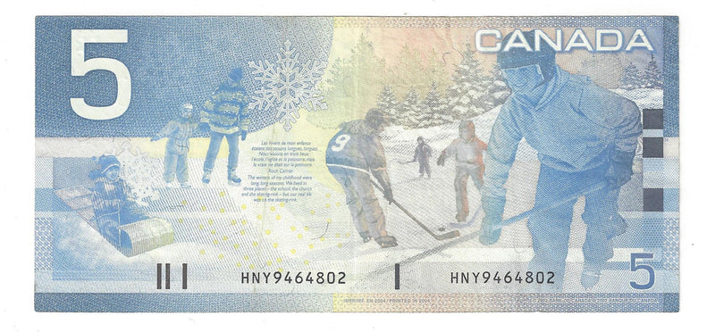 2004 Canada $5 Banknote Jenkins-Dodge, HNY, BC-62b, (EF)