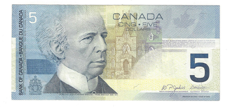 2004 Canada $5 Banknote Jenkins-Dodge, HNY, BC-62b, (EF)