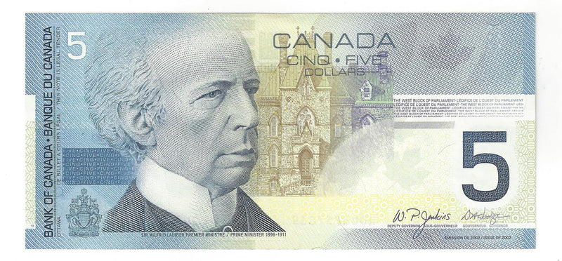 2005 Canada $5 Banknote Jenkins-Dodge, HOU, BC-62b, (Ch/Unc)