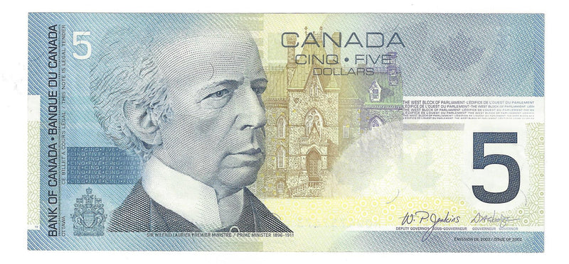 2005 Canada $5 Banknote Jenkins-Dodge, HOW, BC-62b, (Ch/Unc)