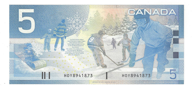 2005 Canada $5 Banknote Jenkins-Dodge, HOW, BC-62b, (Ch/Unc)