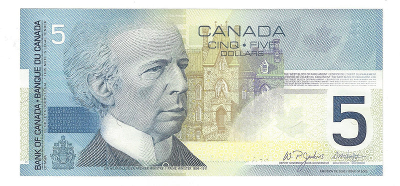 2005 Canada $5 Banknote Jenkins-Dodge, HPA, BC-62b, (Ch/Unc)