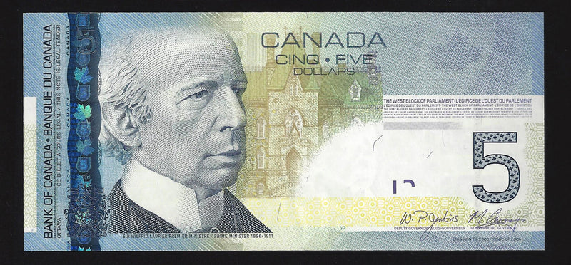 2010 $5 Bank Of Canada Note Jenkins-Carney HPV8912469 BC-67b-i (Unc)