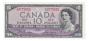 1954 Canada $10 Banknote Beattie-Coyne,Devil's Face I/D, BC-32b (EF45)