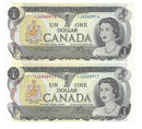 1973 Canada 2 Sequential $1 Banknote Lawson-Bouey, IJ, BC-46a (UNC)