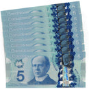 9X Sequential 2013 Canada $5 Banknote Lane-Macklem, INR, BC-69e (G/UNC)