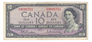 1954 Canada $10 Banknote Beattie-Rasminsky, I/V, BC-40b (VF)