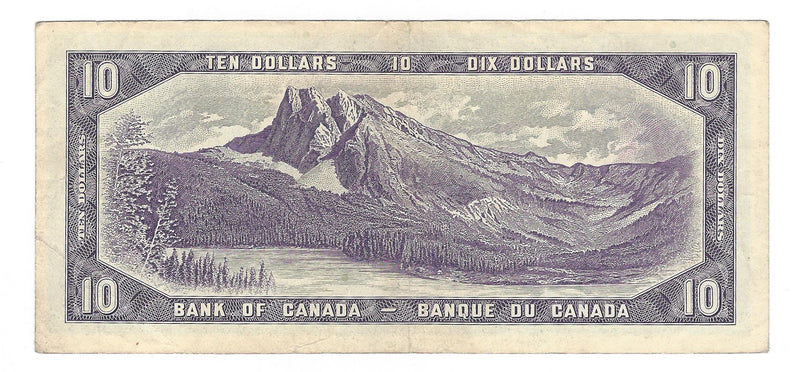1954 Canada $10 Banknote Beattie-Rasminsky, I/V, BC-40b (VF)