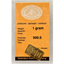 Istanbul Altin GOLD Refinery 1 Gram Solid 999.9 FINE Bar Ingot (Vintage)
