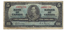 1937 Canada $5 Banknote Gordon-Towers J/C BC-23b Fine