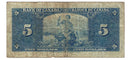 1937 Canada $5 Banknote Gordon-Towers J/C BC-23b Fine