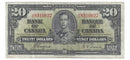 1937 Canada $20 Banknote Coyne-Towers, J/E, BC-25c (F)