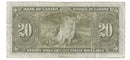 1937 Canada $20 Banknote Coyne-Towers, J/E, BC-25c (F)