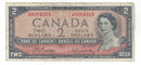 1954 Canada $2 Banknote Beattie-Rasminsky, J/R, BC-38b (F)