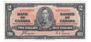 1937 Canada $2 Banknote Coyne-Towers,J/R, BC-22c (C/UNC)